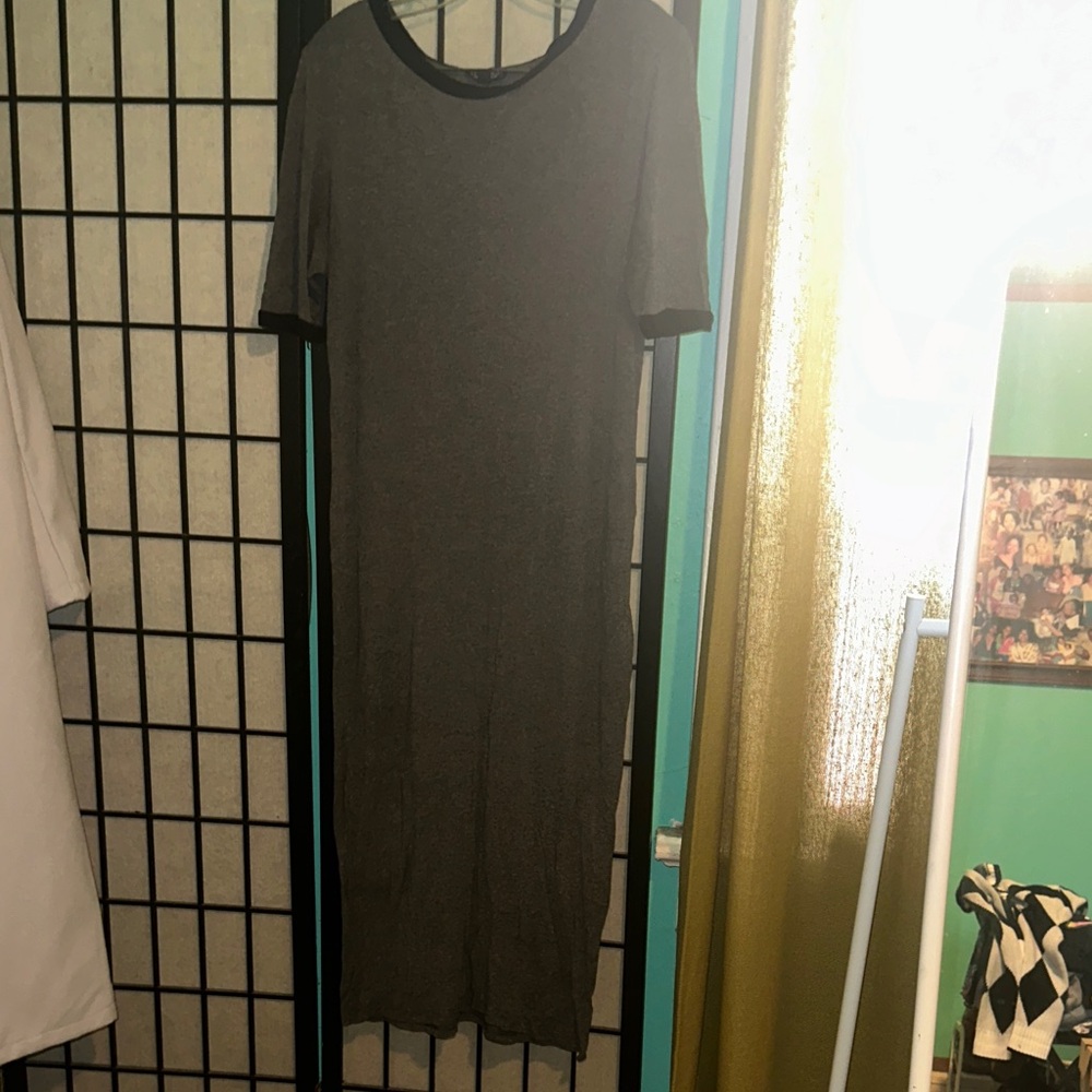 Topshop Gray Maxi Dress with Black Trim